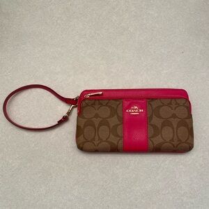 Coach Brown and Pink Wristlet
